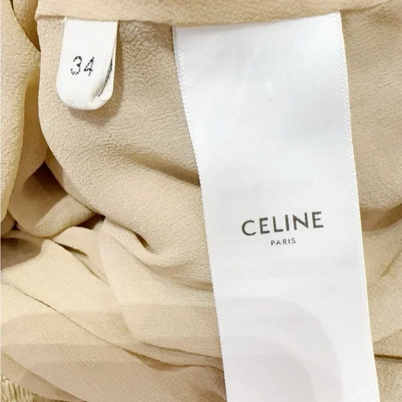 Authentic Celine Tan Patterned Off-Shoulder Top - Picture 6 of 8